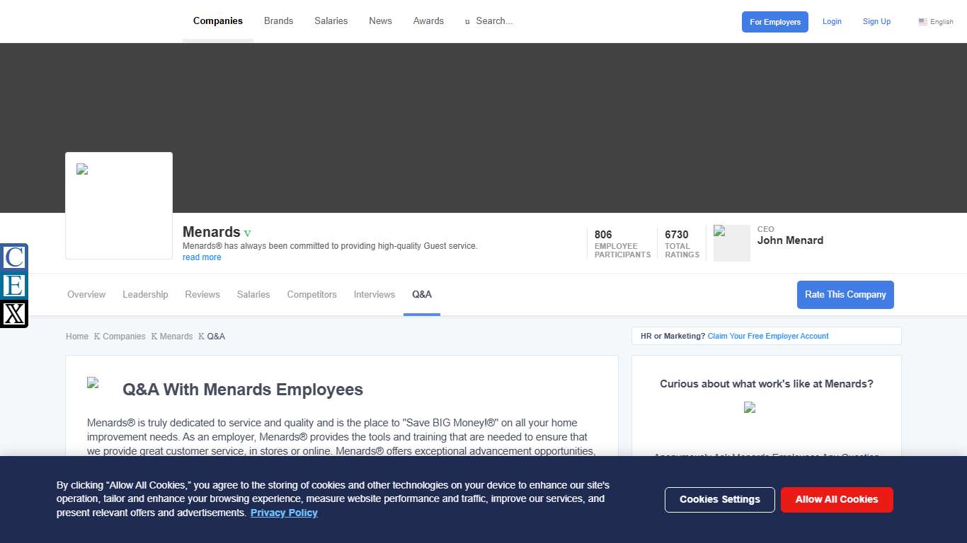 Working At Menards - Ask a Question Comparably